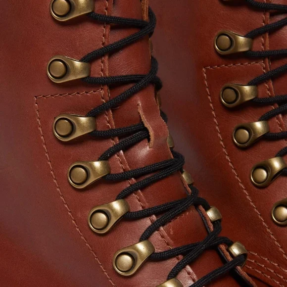 Dr Martens Leona Combat Boots In Saddle Tan Farrier Leather Sz 10 Like New W/Box - Picture 5 of 15